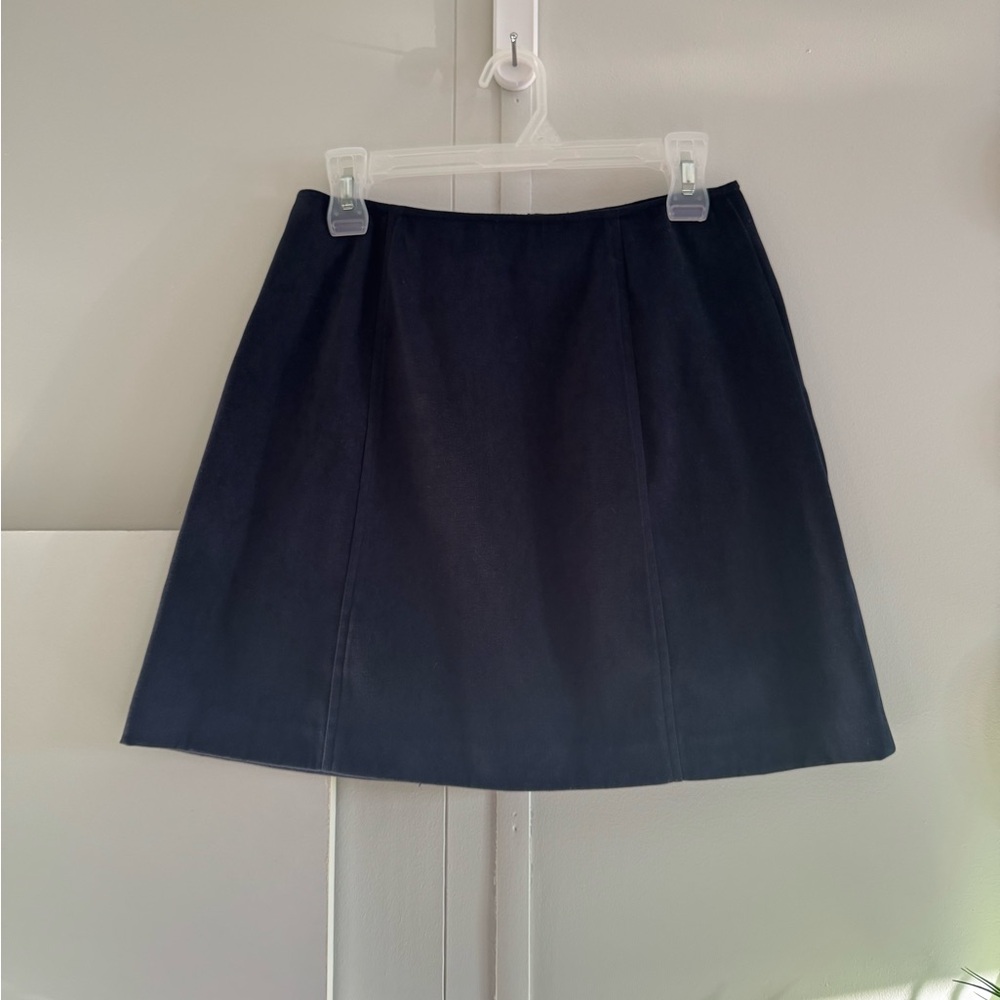 Classic Faux Suede Navy Blue Skirt